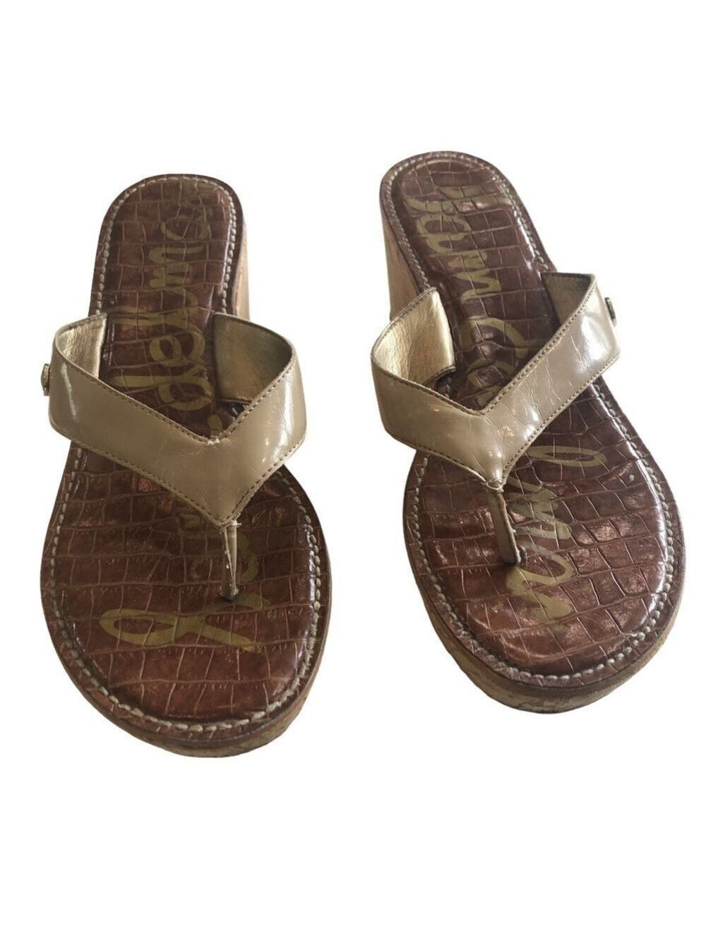Sam Edelman Size 9 Romy wedge sandal. Cork platform summer vacation toe prong